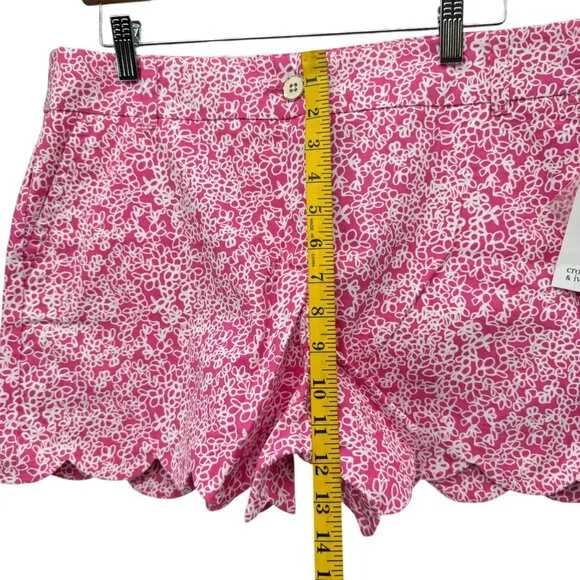 Crown Ivy Shelby Scallop Shorts Womens Pink White Printed 4" Size 12 - Picture 8 of 11